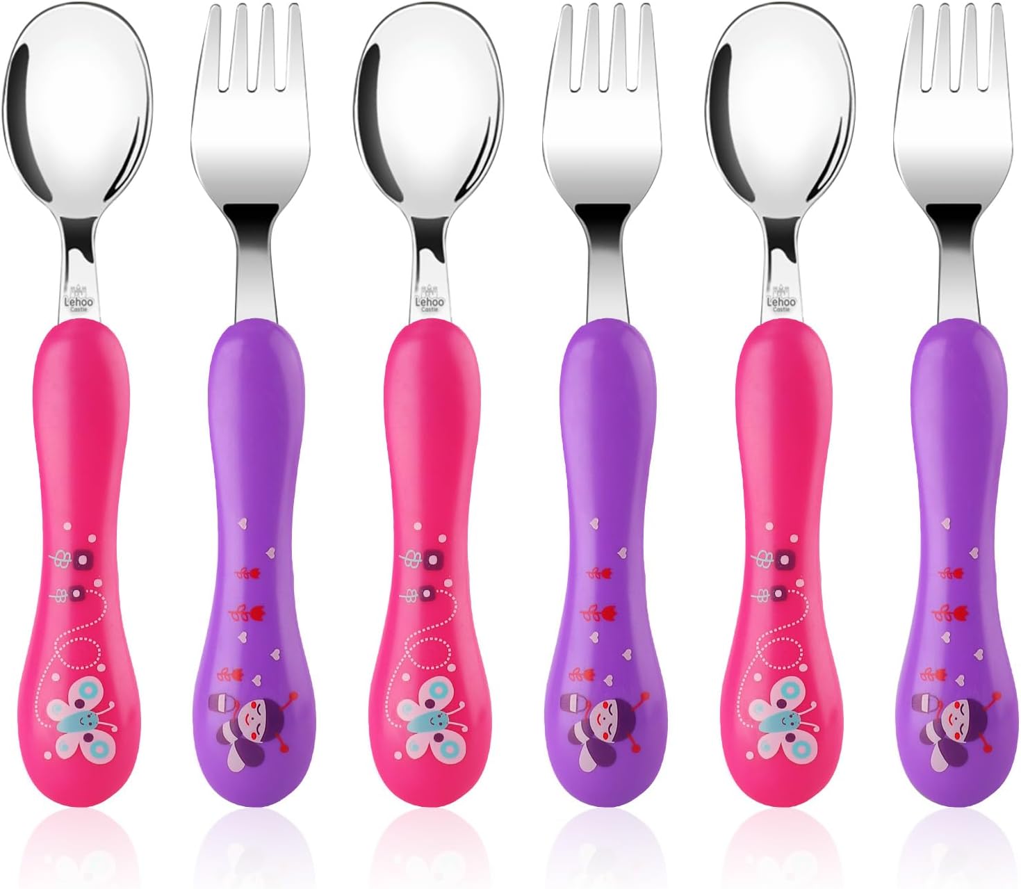 lehoo castle toddler fork and spoon set, 6pcs stainless steel children's cutlery kids cutlery flatware, incudes3 x spoons, 3 x forks (no knives lehoo castle toddler fork and spoon set, 6pcs stainless steel children's cutlery kids cutlery flatware, incudes3 x spoons, 3 x forks (no knives
