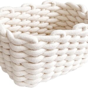 cotton rope basket woven storage baskets white rope desktop basket organizer bathroom storage basket for cupboard nursery decor