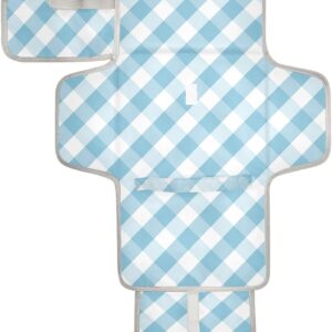 reusable changing pad blue white twill with tissue pocket, portable changing pad for baby baby travel station kit changing pad for babies