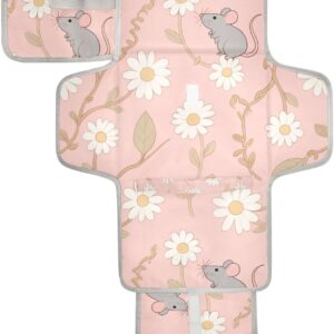 reusable portable changing pad with tissue pocket baby portable changing pad infant travel station kit white daisy mouse