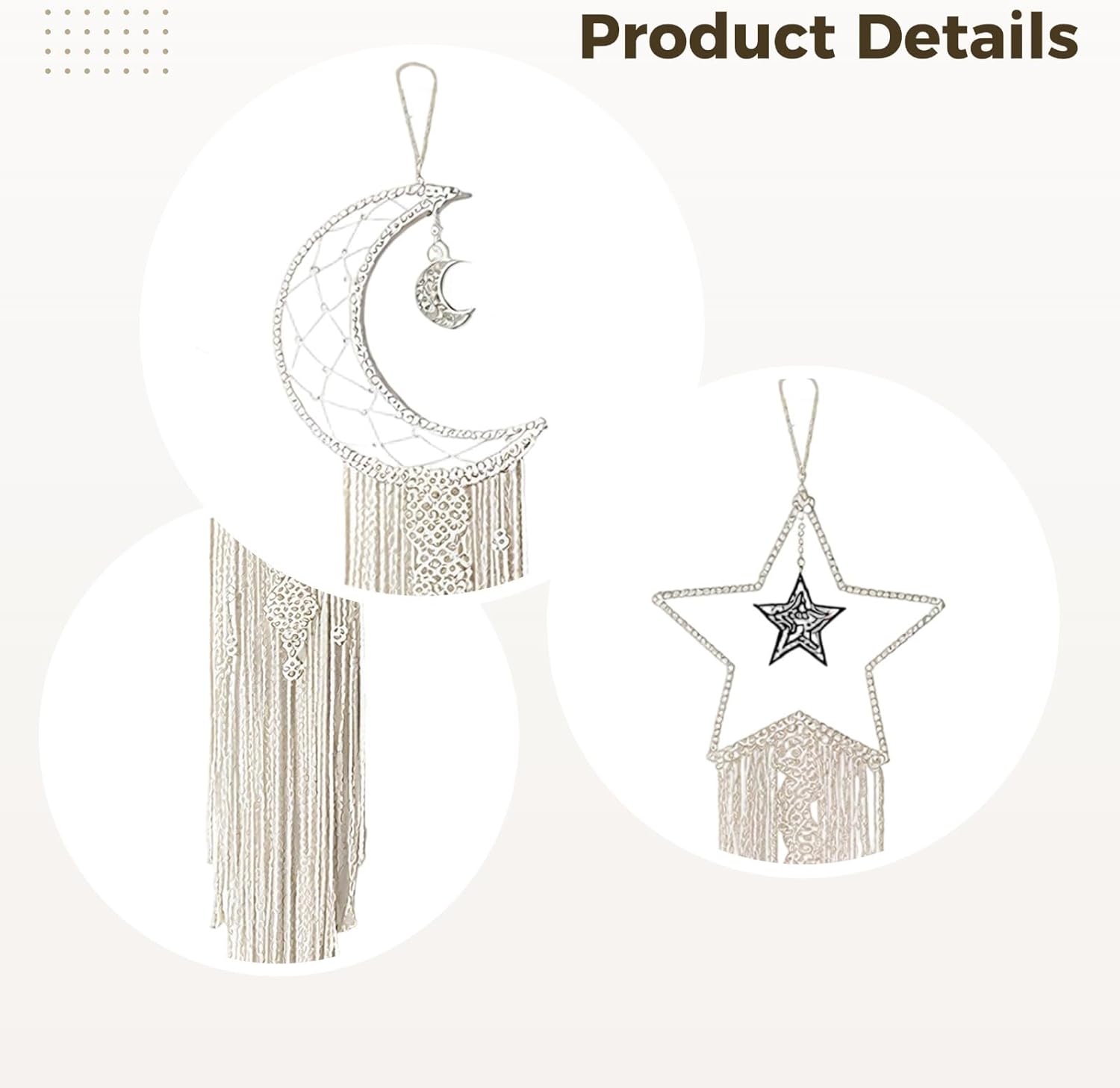 set of 2 moon star, boho macrame hanging decor, wall art for bedroom and nursery set of 2 moon star, boho macrame hanging decor, wall art for bedroom and nursery