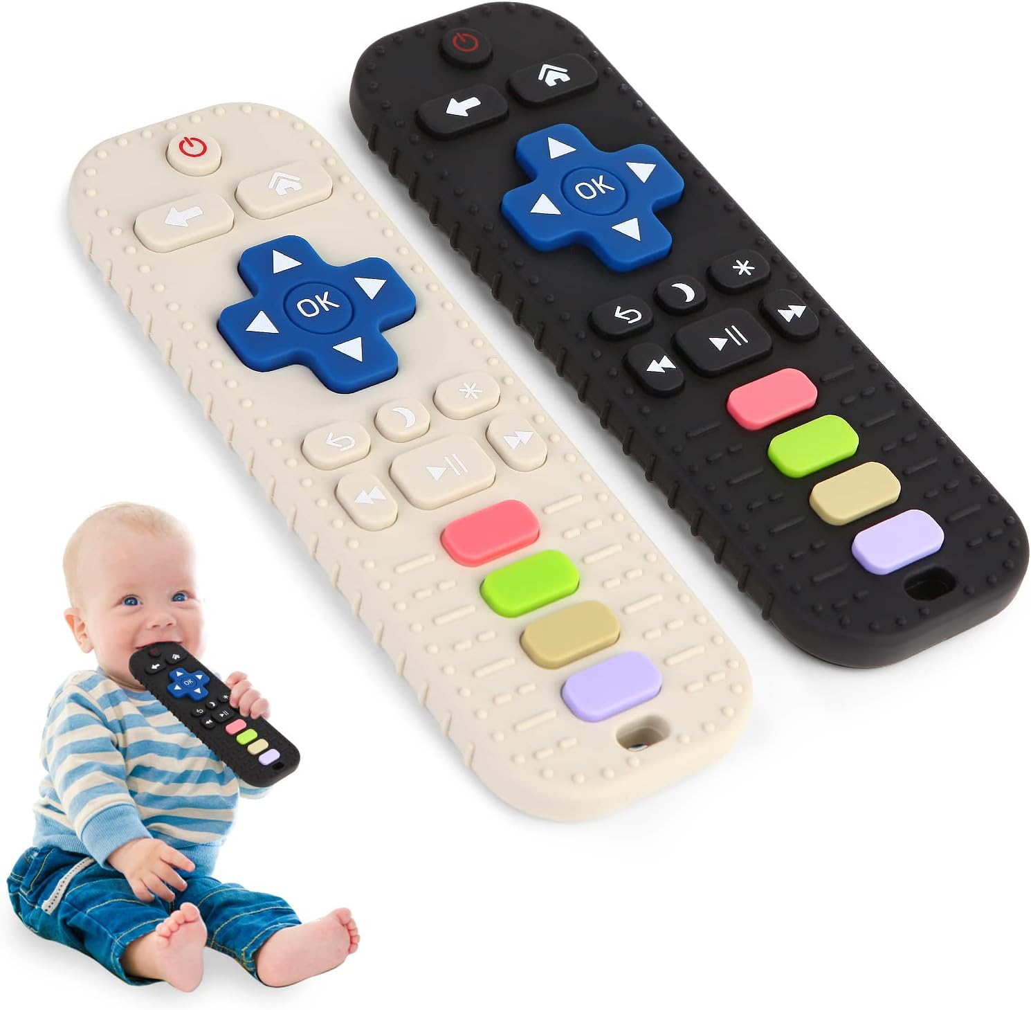 hooku 2 pieces silicone teething rings for babies 0 6 months, teething toys for babies 6 12 months, baby remote control toy, infant toy 0 3 months, sensory chew toy, toddler hooku 2 pieces silicone teething rings for babies 0 6 months, teething toys for babies 6 12 months, baby remote control toy, infant toy 0 3 months, sensory chew toy, toddler