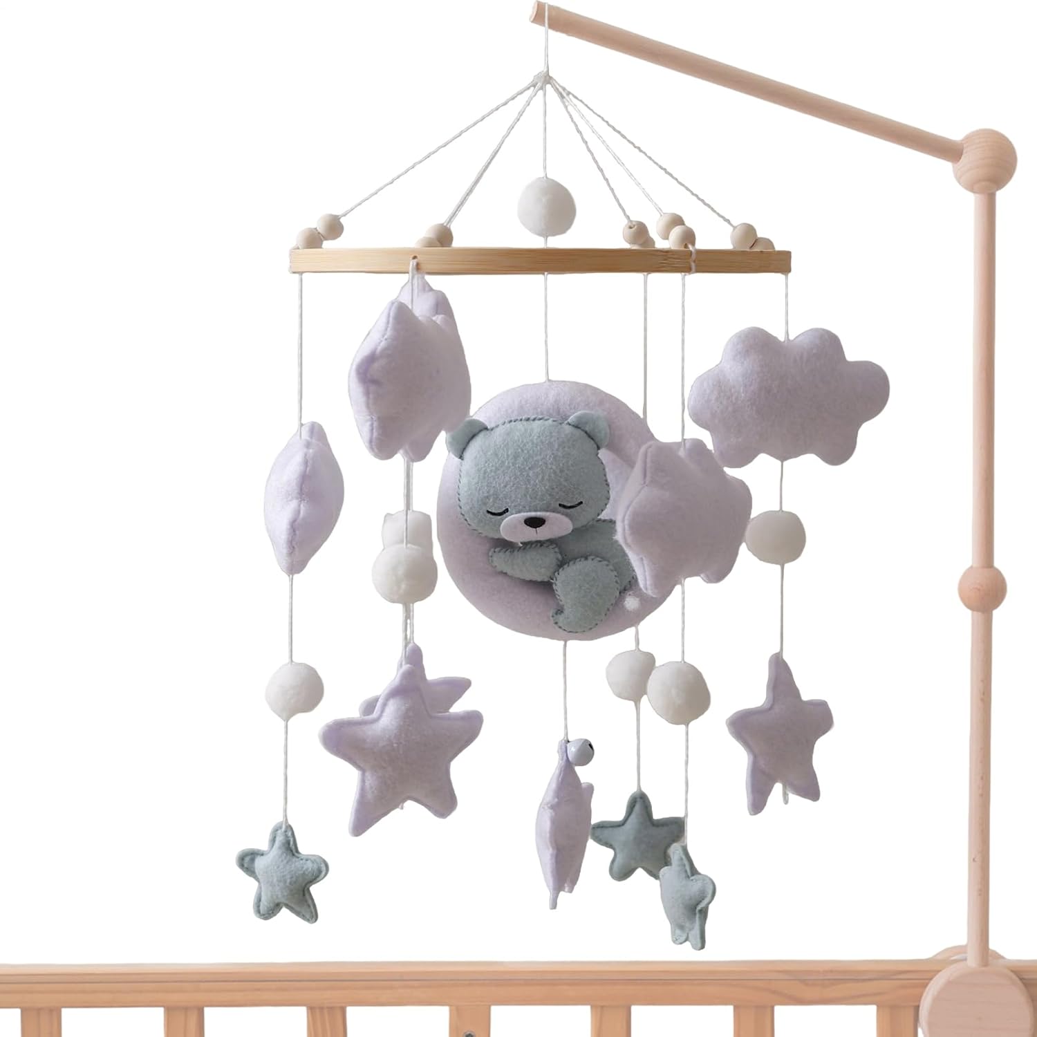 crib mobile with bear theme nursery decor for babies | lightweight portable design with soothing sounds, perfect for bassinet bedroom wall decoration and engagement crib mobile with bear theme nursery decor for babies | lightweight portable design with soothing sounds, perfect for bassinet bedroom wall decoration and engagement