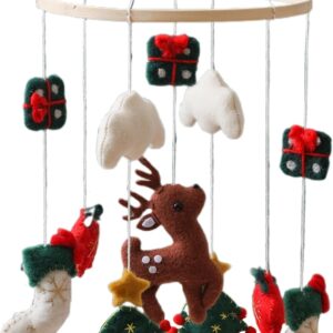 baby mobile christmas mobile for baby,wind chime, felt reindeer christmas tree nursery decor for children's room birthday bedroom girls play wall
