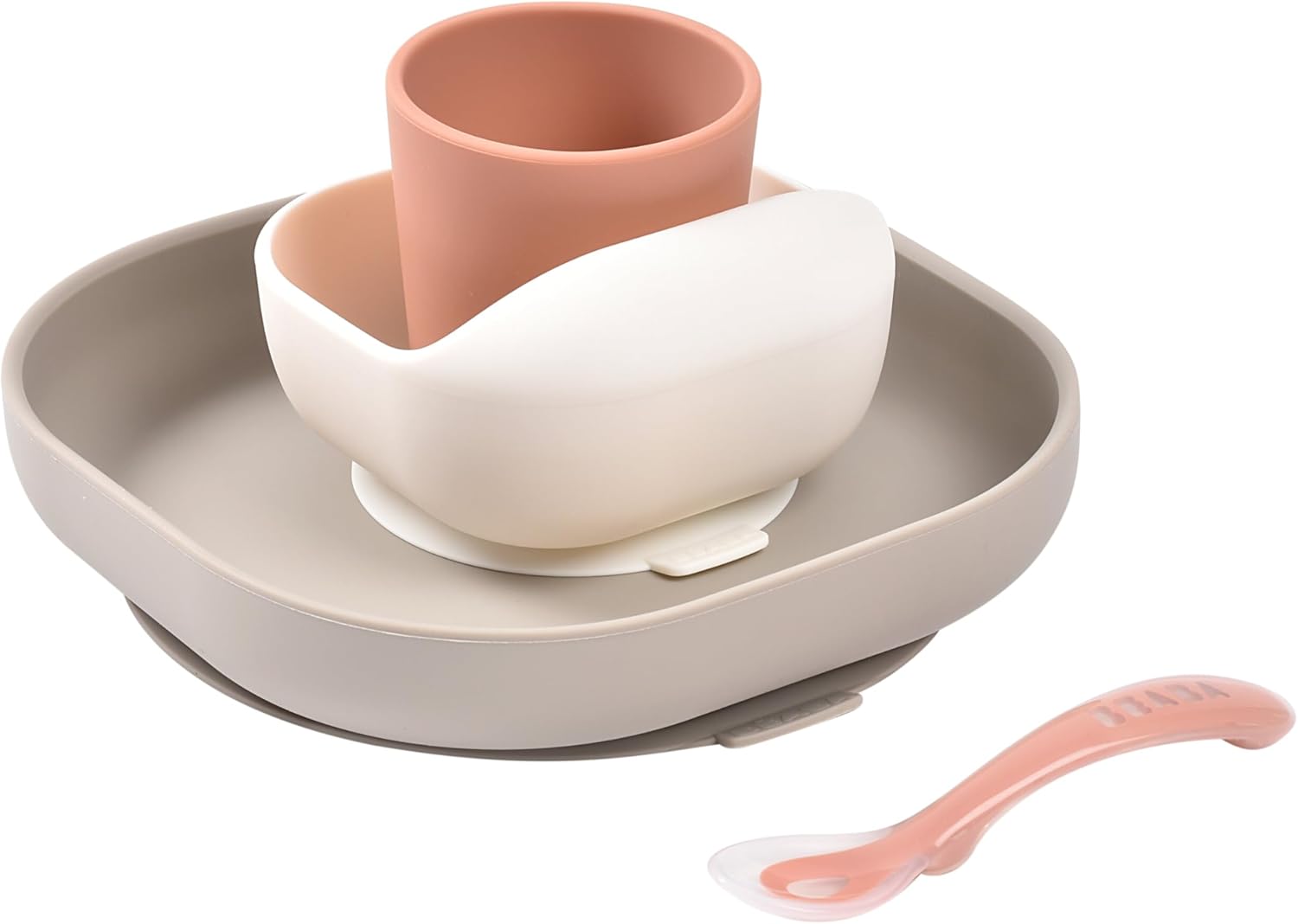 bÉaba, baby food silicone dinnerware set with suction cup non slip 4 piece plate bowl glass spoon healthy sustainable silicone dishwasher safe microwave safe terracotta bÉaba, baby food silicone dinnerware set with suction cup non slip 4 piece plate bowl glass spoon healthy sustainable silicone dishwasher safe microwave safe terracotta
