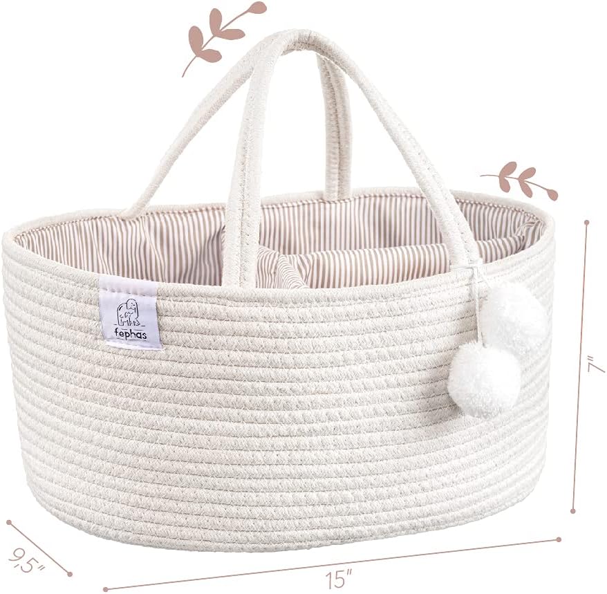 baby diaper caddy organizer off white rope nursery storage bin portable diaper storage basket for changing table and car perfect baby shower & registry gift baby diaper caddy organizer off white rope nursery storage bin portable diaper storage basket for changing table and car perfect baby shower & registry gift