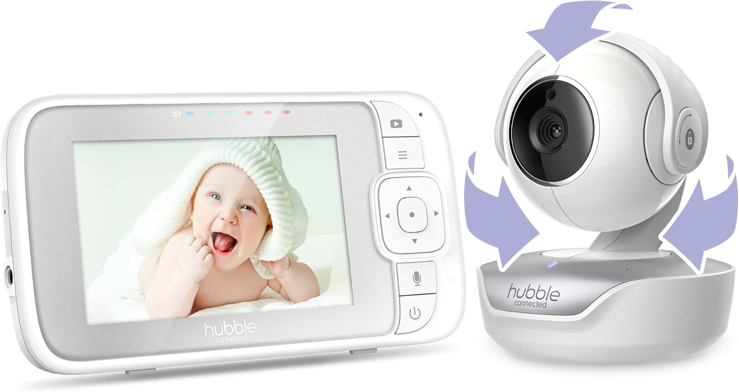 hubble nursery view select, ptz 4.3'' video baby monitor with pan, tilt and zoom, room temperature sensor, two way talk, soothing nature sounds white hubble nursery view select, ptz 4.3'' video baby monitor with pan, tilt and zoom, room temperature sensor, two way talk, soothing nature sounds white