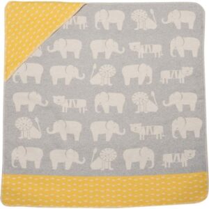 david fussenegger baby blanket light grey with animal motif cotton 80 x 80 cm fluffy soft with hood