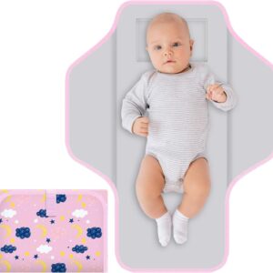 portable diaper changing pad for baby & toddler waterproof foldable baby changing mat built in pillow, travel infant changing pads for moms baby