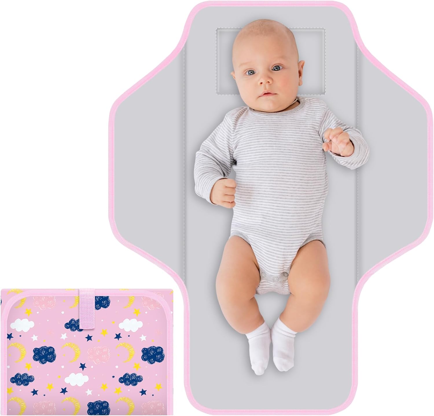 portable diaper changing pad for baby & toddler waterproof foldable baby changing mat built in pillow, travel infant changing pads for moms baby portable diaper changing pad for baby & toddler waterproof foldable baby changing mat built in pillow, travel infant changing pads for moms baby
