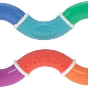 nuby twist a ring rattle teether toy for babies teething relief toy 6 months and up