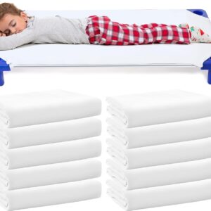 10 pcs daycare cot sheets, 23" x 51" standard size toddler preschool cot sheet, breathable microfiber, children nap soft cot bed cover fitted for kids, boys and girls rest, white