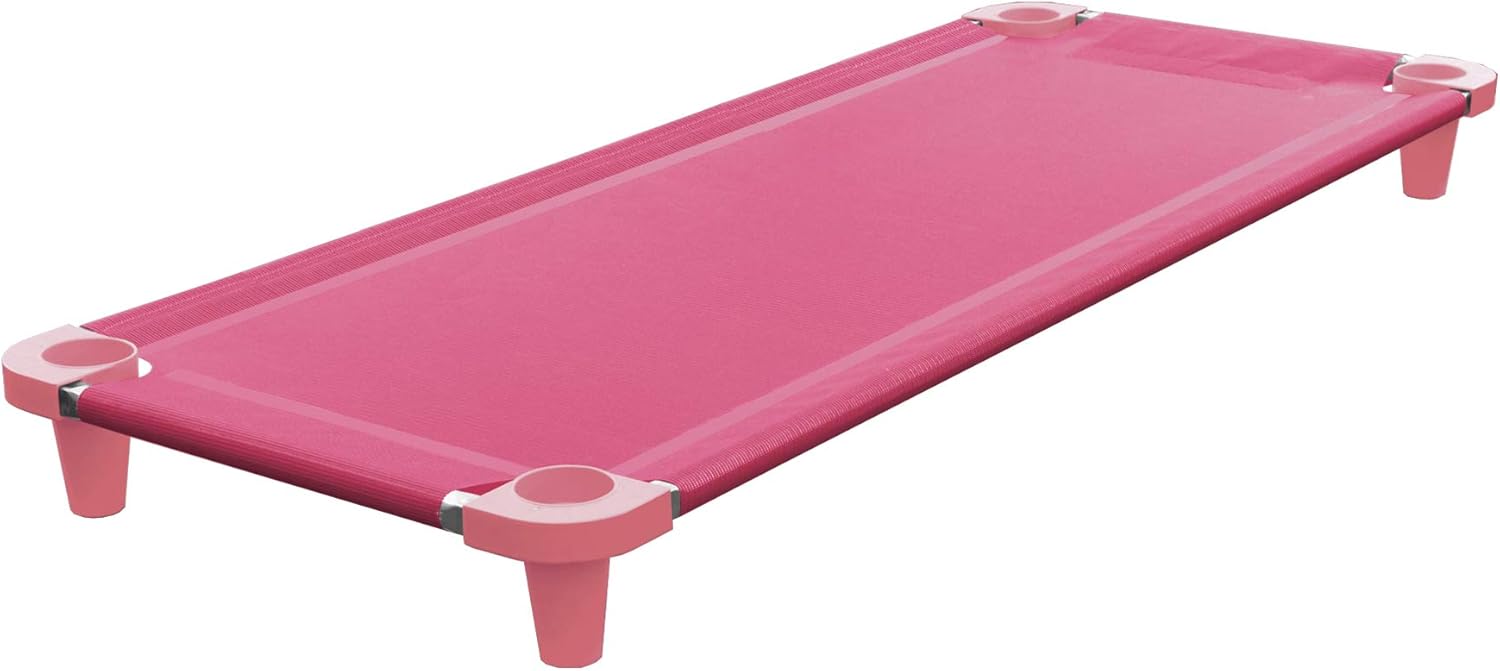 acrimet nap cot for kids, portable toddler child bed, stackable, 133 x 54cm (stainless steel tubes) (pink breathable mesh fabric pink feet) (1 pack) acrimet nap cot for kids, portable toddler child bed, stackable, 133 x 54cm (stainless steel tubes) (pink breathable mesh fabric pink feet) (1 pack)