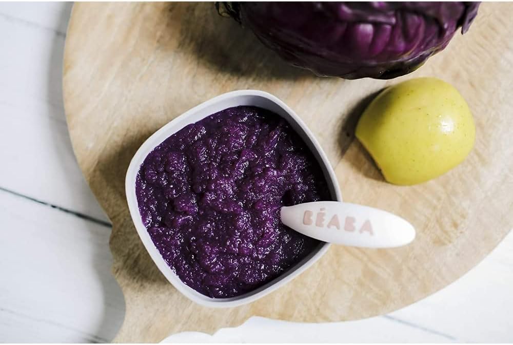 bÉaba, set of 2 ergonomic 2nd age learning cutlery from 8 months, easy grip for baby, suitable for right and left handed, carry box included, nude bÉaba, set of 2 ergonomic 2nd age learning cutlery from 8 months, easy grip for baby, suitable for right and left handed, carry box included, nude