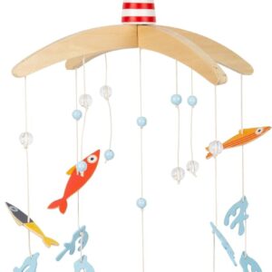 small foot big ocean mobile made of wood, 3d mobile in maritime look, ideal for toddlers and babies, 12290
