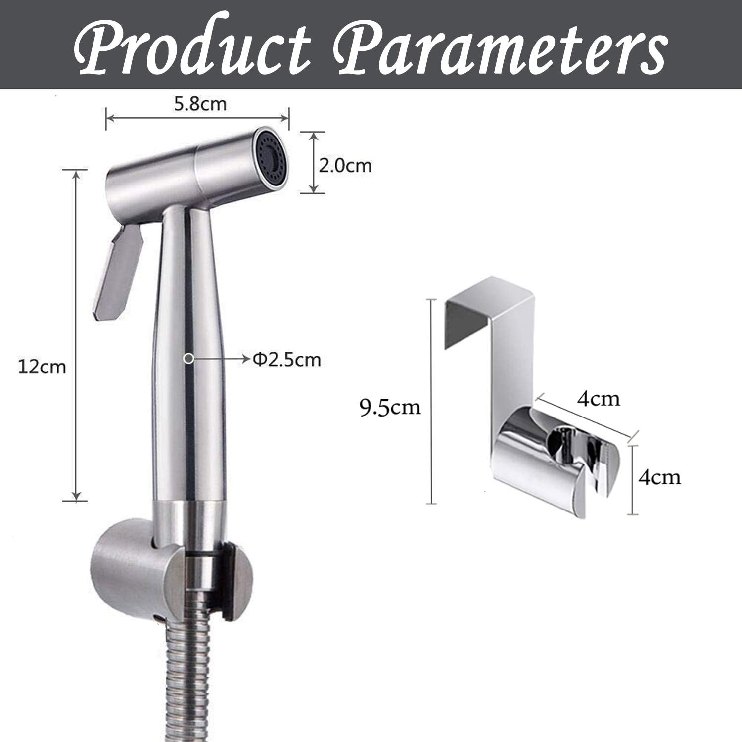 bidet sprayer head with hook, stainless steel bidet sprayer kit, baby cloth diaper sprayer, easy to install for personal hygiene and bedpan wc sprayer bidet sprayer head with hook, stainless steel bidet sprayer kit, baby cloth diaper sprayer, easy to install for personal hygiene and bedpan wc sprayer