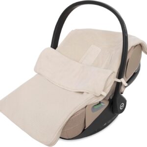 jollein basic knit footmuff oatmeal for baby car seat group 0+ and pushchairs for 3 point and 5 point harness knitting pattern and fleece lining