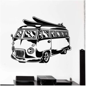 wall sticker hippie bus vinyl wall decal for office mobile car surfing beach vacation wall stickers decor nursery children room art 57x74cm
