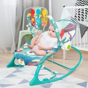 baby rocker, electric baby swing with reclining function, baby swing, baby swing with toy arch and music box, swing seat with soothing vibrations (blue)