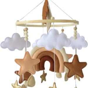 crib mobile, baby crib mobile, 9.1x17.7 inch rainbow baby for, hanging nursery mobiles, boho nursery decor