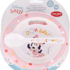 stor set of 2 micro toddler bowls and spoons minnie indigo dreams plastic 18 cm