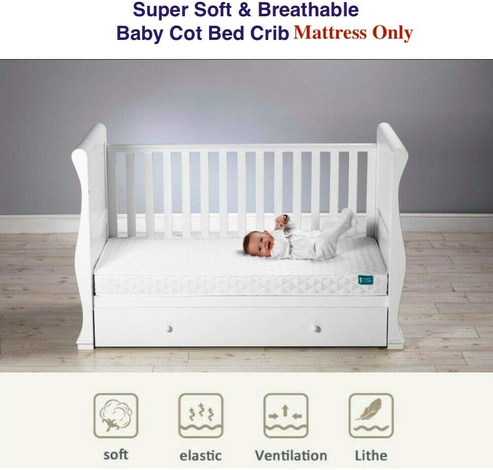 crib cot bed mattress comes with super soft breathable water resistant quilted cover, removable washable 140 x 70 x 7.5 cm crib cot bed mattress comes with super soft breathable water resistant quilted cover, removable washable 140 x 70 x 7.5 cm