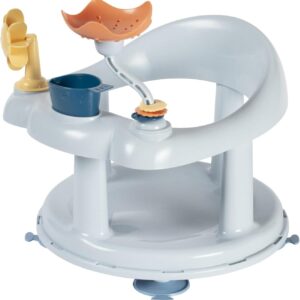 bebeconfort playful swivel baby bath seat, 6 12 months, max. 10 kg, sit up bath chair for baby, 360° swivel seat, activity tray, non slip, ergonomical, suction cups, blue