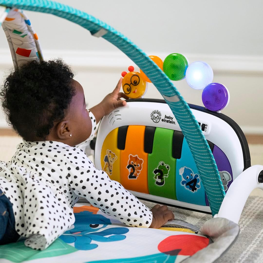 baby einstein, 4 in 1 kickin' tunes and language discovery play gym with piano, mat with detachable activity toys, lights, sounds and music, ages newborn + baby einstein, 4 in 1 kickin' tunes and language discovery play gym with piano, mat with detachable activity toys, lights, sounds and music, ages newborn +
