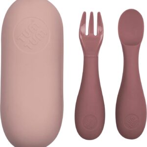 tum tum kids cutlery case, baby spoons forks child, baby cutlery, 6m+, pink