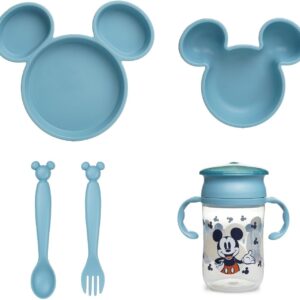 disney mickey children's tableware set divided plate bowl spoon fork and 360° learning cup fun and practical design for baby meals
