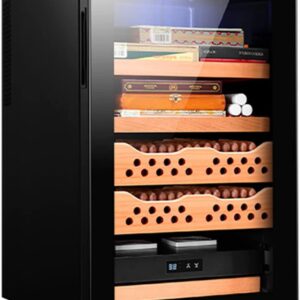cigar humidor, 70l electric thermostatic cabinet for 400 cigars, adjustable humidity 60 80%, best taste storage