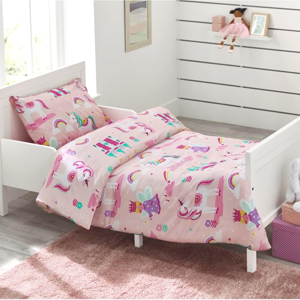 bloomsbury mill – cot bed duvet cover and pillow case set for girls unicorn, princess & rainbow girls bedding set reversible toddler bedding for kids 120 x 150 cm bloomsbury mill – cot bed duvet cover and pillow case set for girls unicorn, princess & rainbow girls bedding set reversible toddler bedding for kids 120 x 150 cm