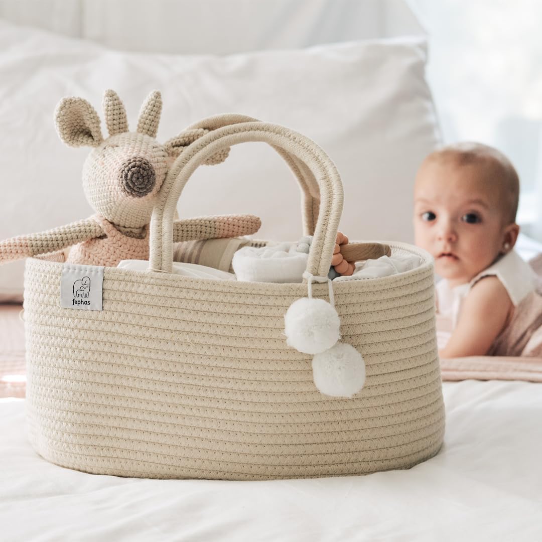 baby diaper caddy organizer off white rope nursery storage bin portable diaper storage basket for changing table and car perfect baby shower & registry gift baby diaper caddy organizer off white rope nursery storage bin portable diaper storage basket for changing table and car perfect baby shower & registry gift
