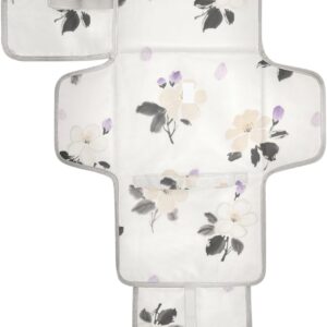 white ink wash flowers reusable baby changing pad with tissue pocket portable changing pad for baby infant travel station kit cambiadores de pa?ales para bebes