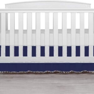 crib bed skirts,crib bed skirts for toddler microfiber crib skirt with pom poms for bringing baby warm and cozy nursery room to slumber and dream 28" x 52"