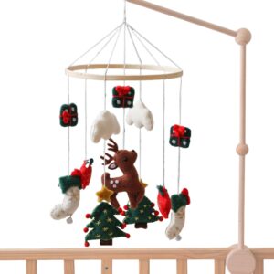 crib mobile for boys, christmas nursery mobile for crib, felt reindeer christmas tree nursery decor, wind chime for bedroom boys girls children's room play birthday