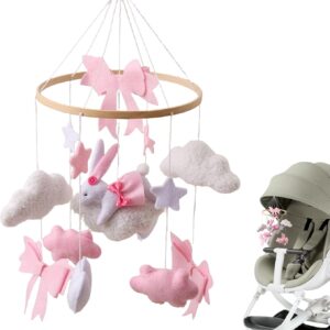 mobile for crib | baby nursery mobile with bunny and bow boys girls rotating sensory toy bohemian ornament for bedroom bassinet window wall living room