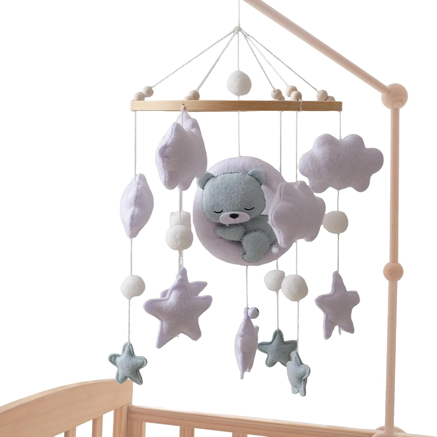 baby mobile for crib sleeping bear nursery mobile portable crib toy, cute nursery decor for bassinet bedroom wall girls boys baby mobile for crib sleeping bear nursery mobile portable crib toy, cute nursery decor for bassinet bedroom wall girls boys
