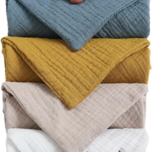 set of 5 small crepe towels for kids, baby bibs, multipurpose gauze towel for babies, unisex burp cloth cotton face towel for newborns, super soft