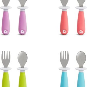 munchkin raise toddler fork and spoon set (1 fork & 1 spoon) assorted colours