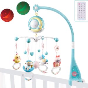 mobile baby, 360° rotating mobile baby bed with music light projector and remote control music box baby, hanging cot, baby toy 0 6 months