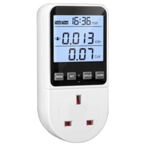 power meter electricity usage monitor 8 modes, energy monitor plug with lcd backlight overload sound alarm, energy meter power consumption monitor socket kwh amp volt watt meter plug energy monitoring