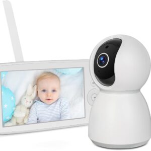 baby monitor with 5.0" ips screen baby camera monitor with remote pan tilt zoom camera no wifi no app two way audio infrared night vision 2.4g fhss signal transmission