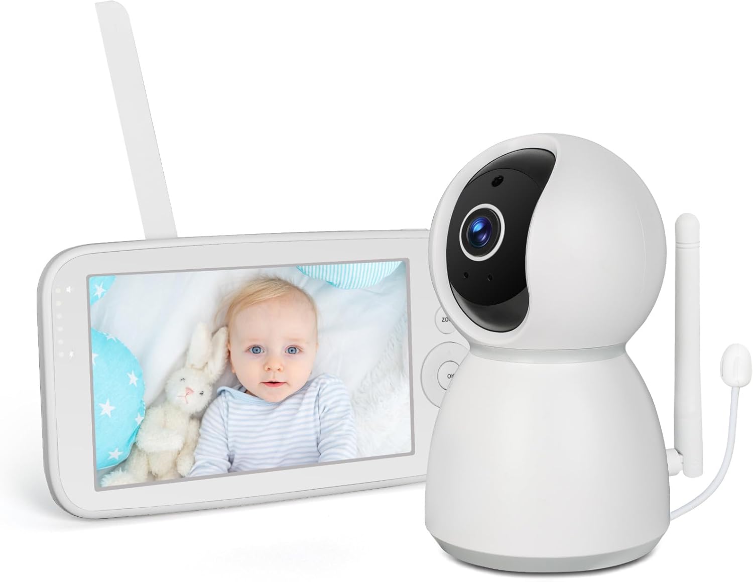baby monitor with 5.0" ips screen baby camera monitor with remote pan tilt zoom camera no wifi no app two way audio infrared night vision 2.4g fhss signal transmission baby monitor with 5.0" ips screen baby camera monitor with remote pan tilt zoom camera no wifi no app two way audio infrared night vision 2.4g fhss signal transmission