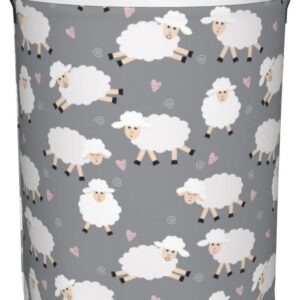 cute sheep (gray) round laundry hamper storage basket toys clothes organizer bin for home bathroom bedroom dorm nursery, 62l