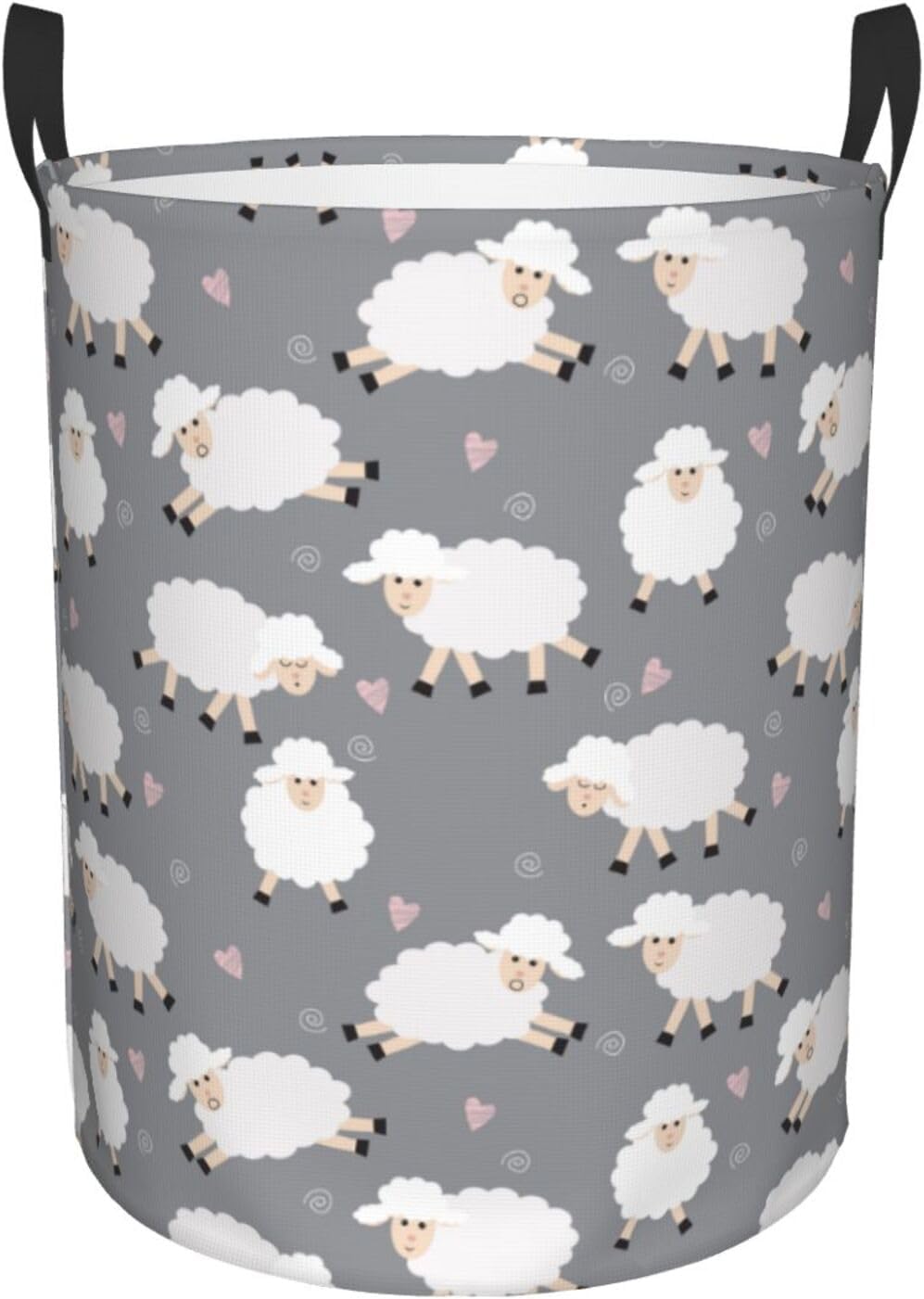 cute sheep (gray) round laundry hamper storage basket toys clothes organizer bin for home bathroom bedroom dorm nursery, 62l cute sheep (gray) round laundry hamper storage basket toys clothes organizer bin for home bathroom bedroom dorm nursery, 62l