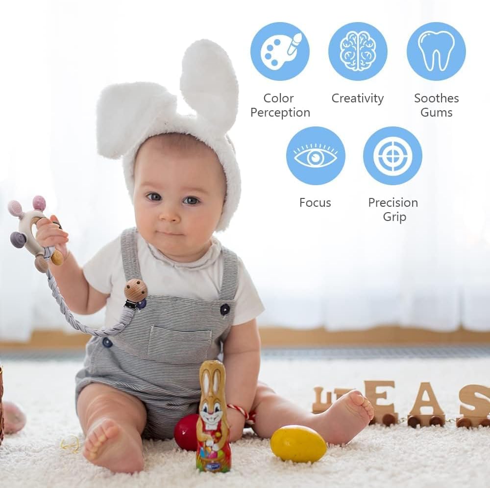 vicloon teething toys, baby teether with chain dummy holder in grey cotton, bpa free, massage gums, rudder shape vicloon teething toys, baby teether with chain dummy holder in grey cotton, bpa free, massage gums, rudder shape