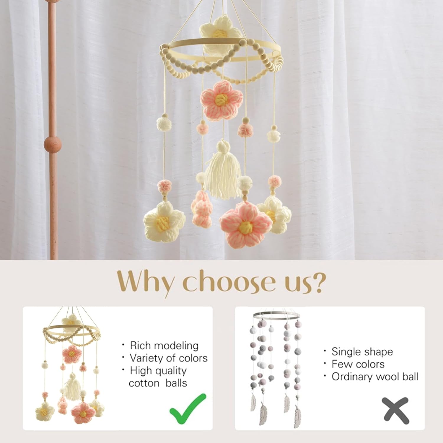 crib mobile, nursery hanging decor, baby sensory toy, soft felt material, wooden frame structure, for bedroom living room daycare window wall, 7.87x3.94x3.94 in crib mobile, nursery hanging decor, baby sensory toy, soft felt material, wooden frame structure, for bedroom living room daycare window wall, 7.87x3.94x3.94 in