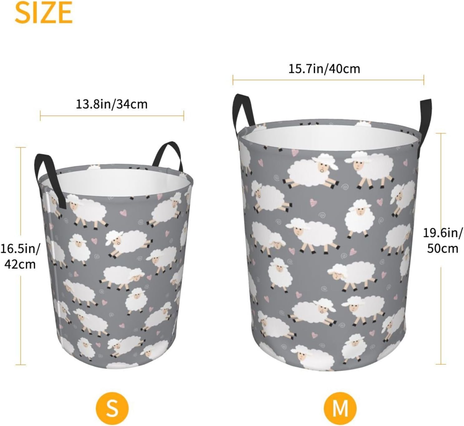 cute sheep (gray) round laundry hamper storage basket toys clothes organizer bin for home bathroom bedroom dorm nursery, 62l cute sheep (gray) round laundry hamper storage basket toys clothes organizer bin for home bathroom bedroom dorm nursery, 62l