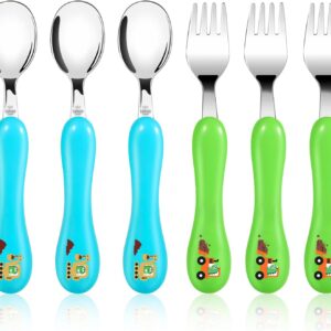 lehoo castle toddler fork and spoon set, 6pcs stainless steel children's cutlery kids cutlery flatware, incudes3 x spoons, 3 x forks (no knives